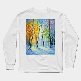 Morning snowfall in the forest Long Sleeve T-Shirt